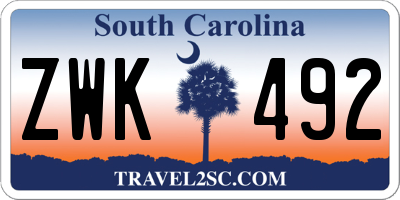 SC license plate ZWK492