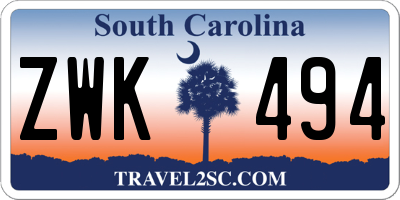 SC license plate ZWK494