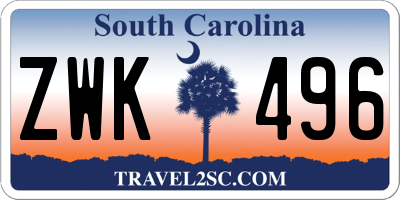 SC license plate ZWK496