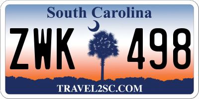 SC license plate ZWK498