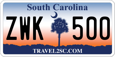 SC license plate ZWK500