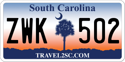 SC license plate ZWK502