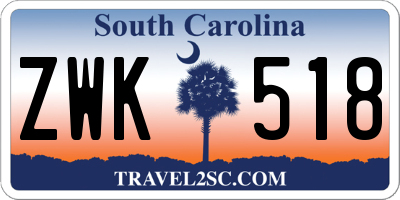 SC license plate ZWK518
