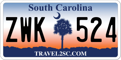 SC license plate ZWK524