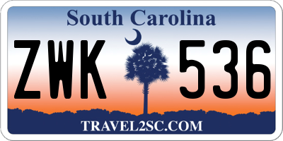 SC license plate ZWK536