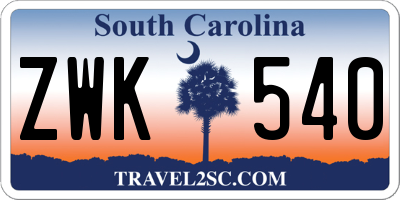 SC license plate ZWK540