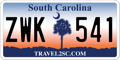 SC license plate ZWK541