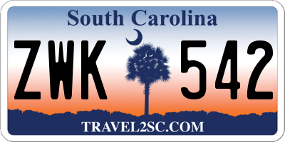 SC license plate ZWK542