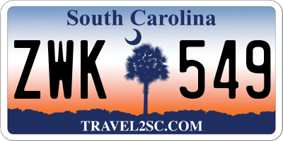 SC license plate ZWK549