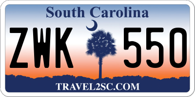 SC license plate ZWK550
