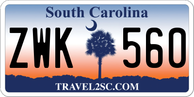 SC license plate ZWK560