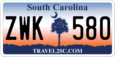 SC license plate ZWK580