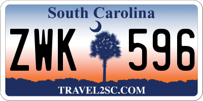 SC license plate ZWK596