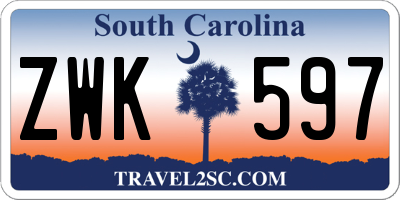 SC license plate ZWK597
