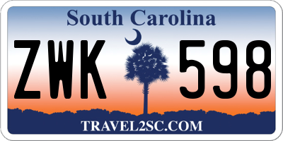 SC license plate ZWK598