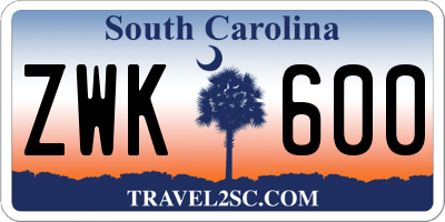 SC license plate ZWK600