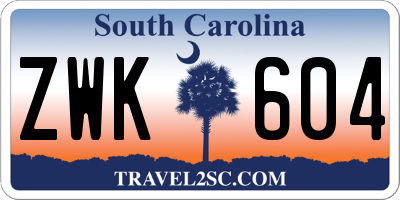 SC license plate ZWK604