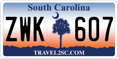 SC license plate ZWK607