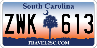 SC license plate ZWK613