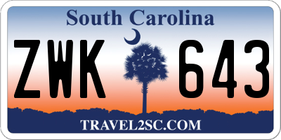 SC license plate ZWK643