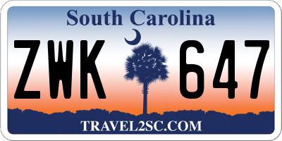 SC license plate ZWK647