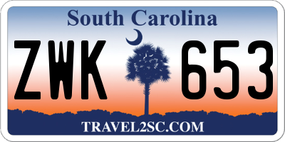 SC license plate ZWK653