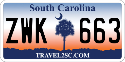 SC license plate ZWK663