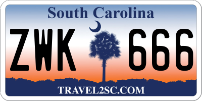 SC license plate ZWK666