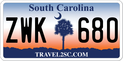 SC license plate ZWK680