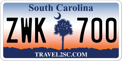 SC license plate ZWK700