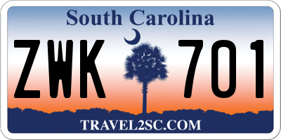 SC license plate ZWK701