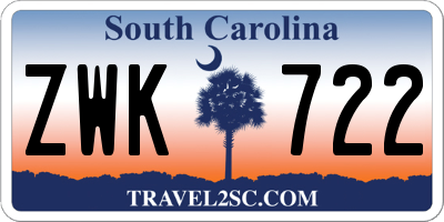 SC license plate ZWK722