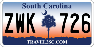 SC license plate ZWK726