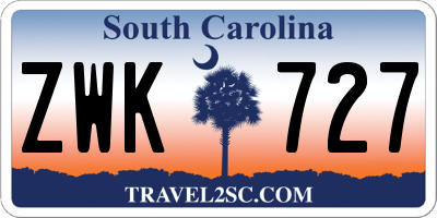 SC license plate ZWK727