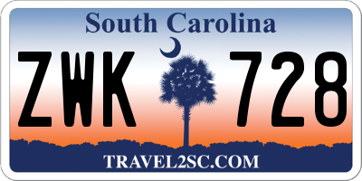 SC license plate ZWK728