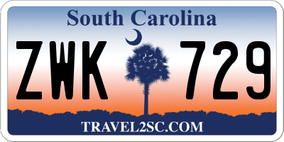 SC license plate ZWK729