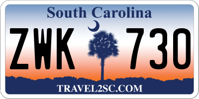 SC license plate ZWK730