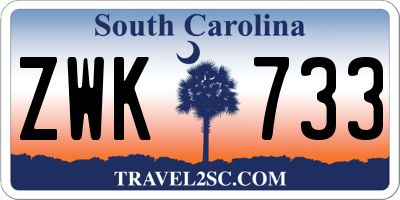 SC license plate ZWK733