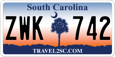 SC license plate ZWK742