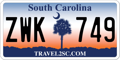 SC license plate ZWK749