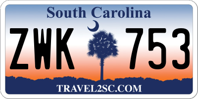 SC license plate ZWK753