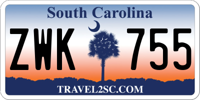 SC license plate ZWK755