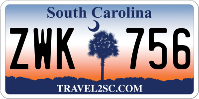 SC license plate ZWK756