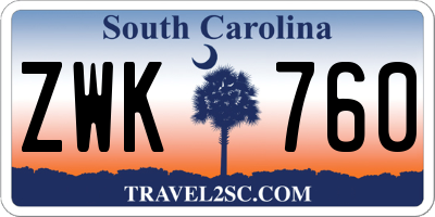 SC license plate ZWK760
