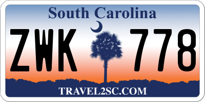 SC license plate ZWK778