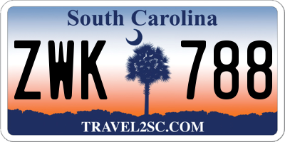 SC license plate ZWK788