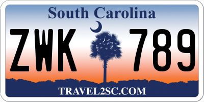 SC license plate ZWK789