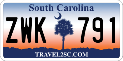 SC license plate ZWK791