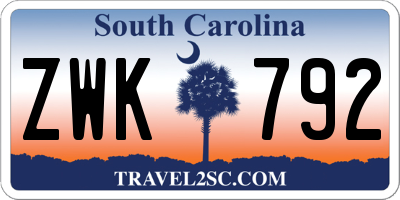 SC license plate ZWK792