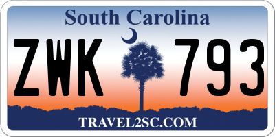 SC license plate ZWK793